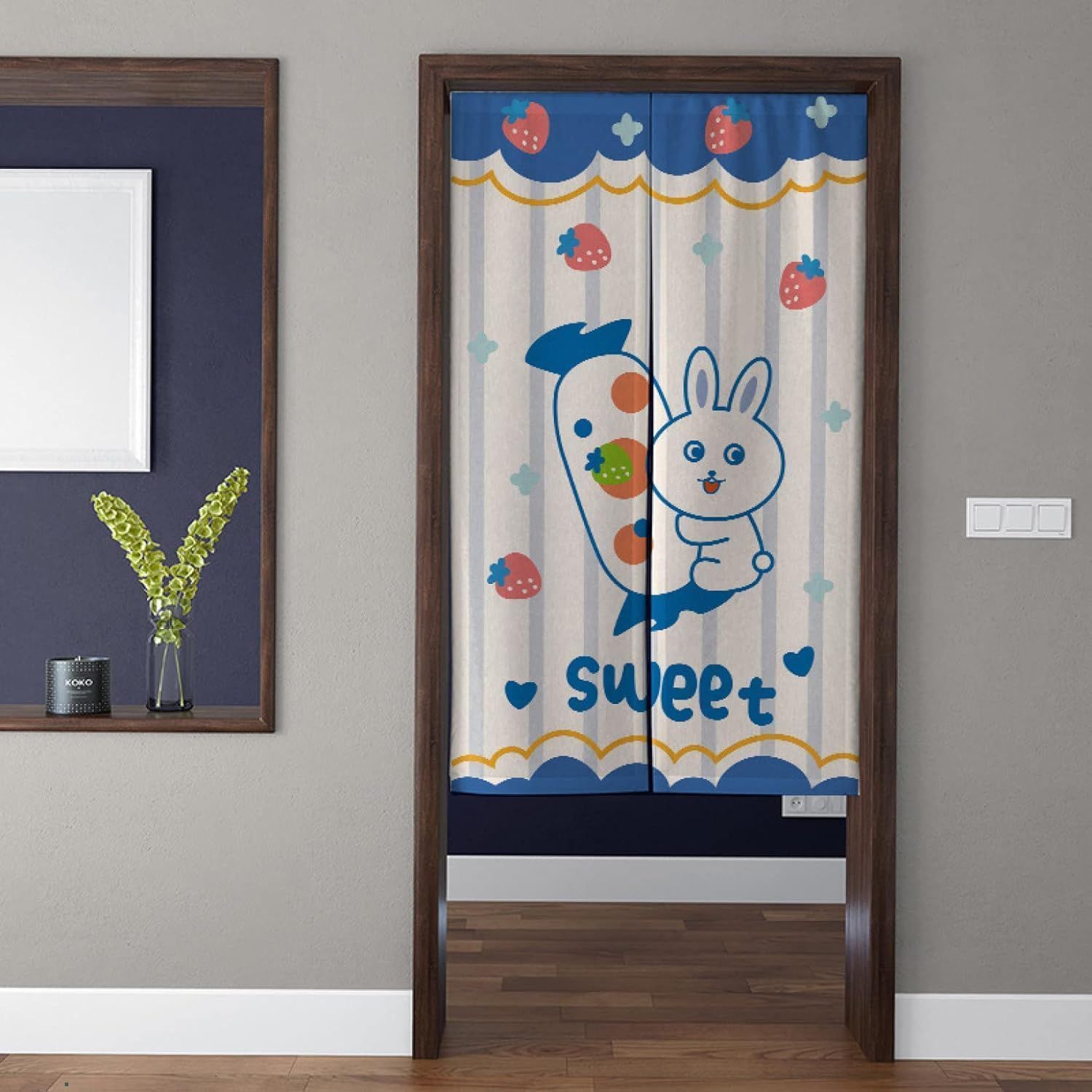 Baby Nursery Fabric - Cute Strawberry Rabbit Pattern Polyester Door