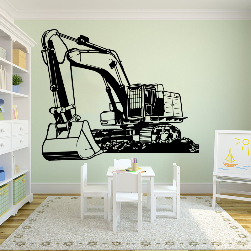 Baby Nursery Labels - Large Heavy Equipmen Excavator Digger Wall