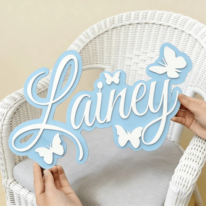 Baby Nursery Toy - Personalized Baby Name Plaque, Blue Design