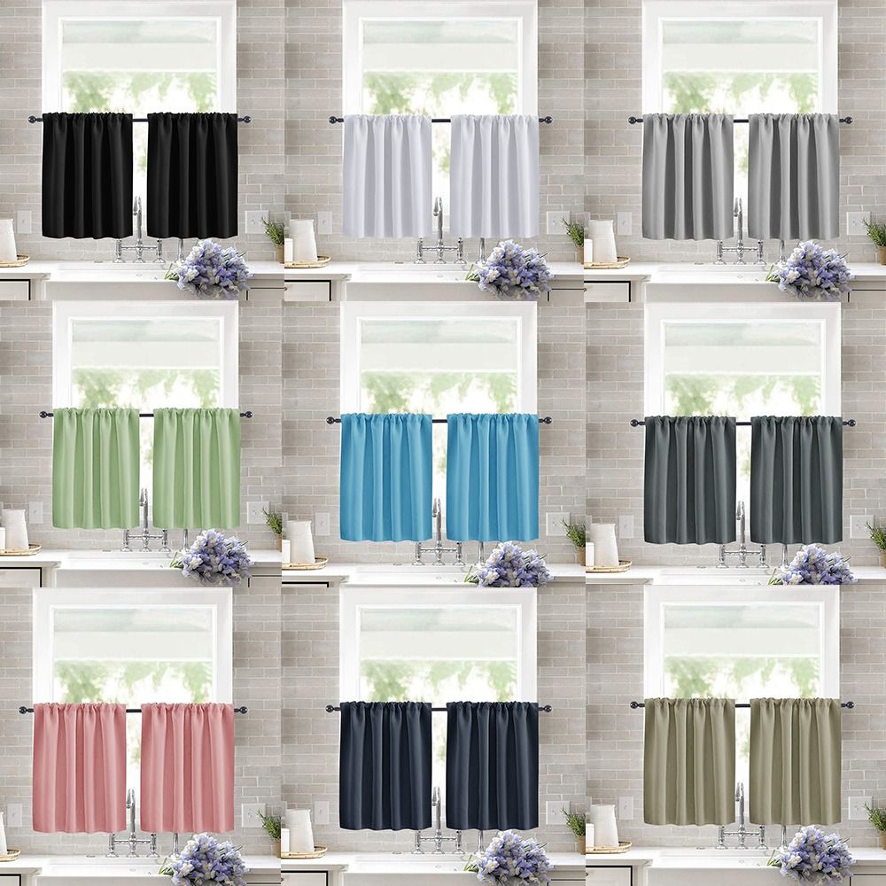 Blackout Curtain Nursery - Pure Color Short Tier Curtains Durable