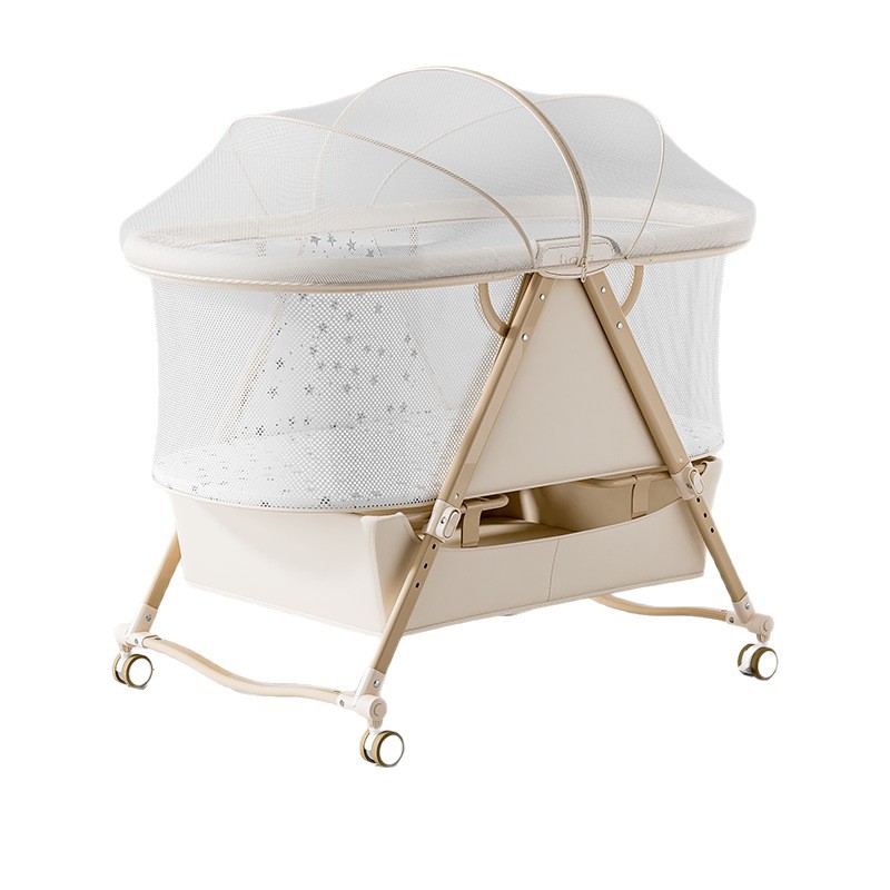 Baby Nursery With Queen Bed - Multifunctional Indoor Crib Movable Portable Foldable