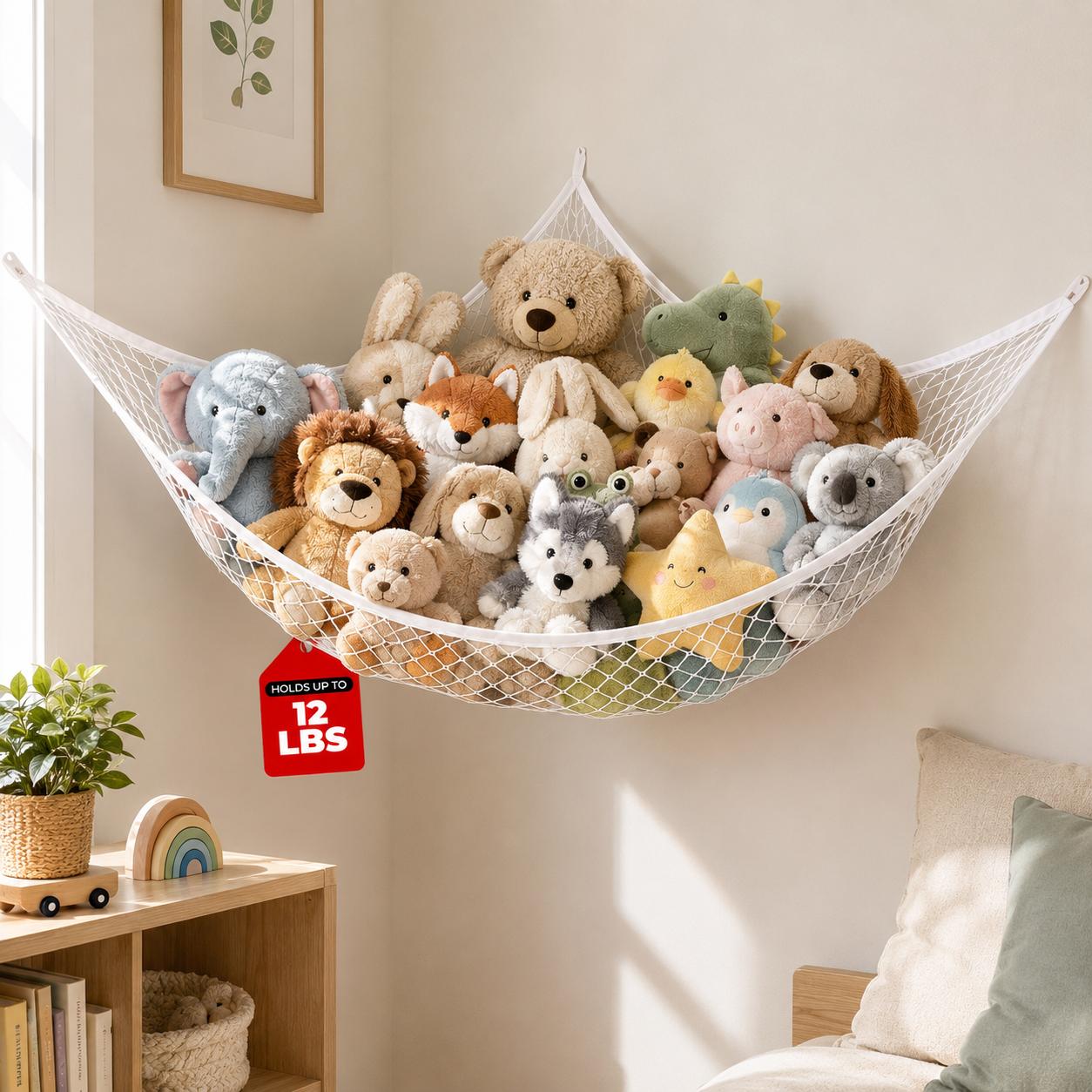 Baby Nursery Hanging Decor - Mesh Toy Storage Hammock Hanging Stuffed