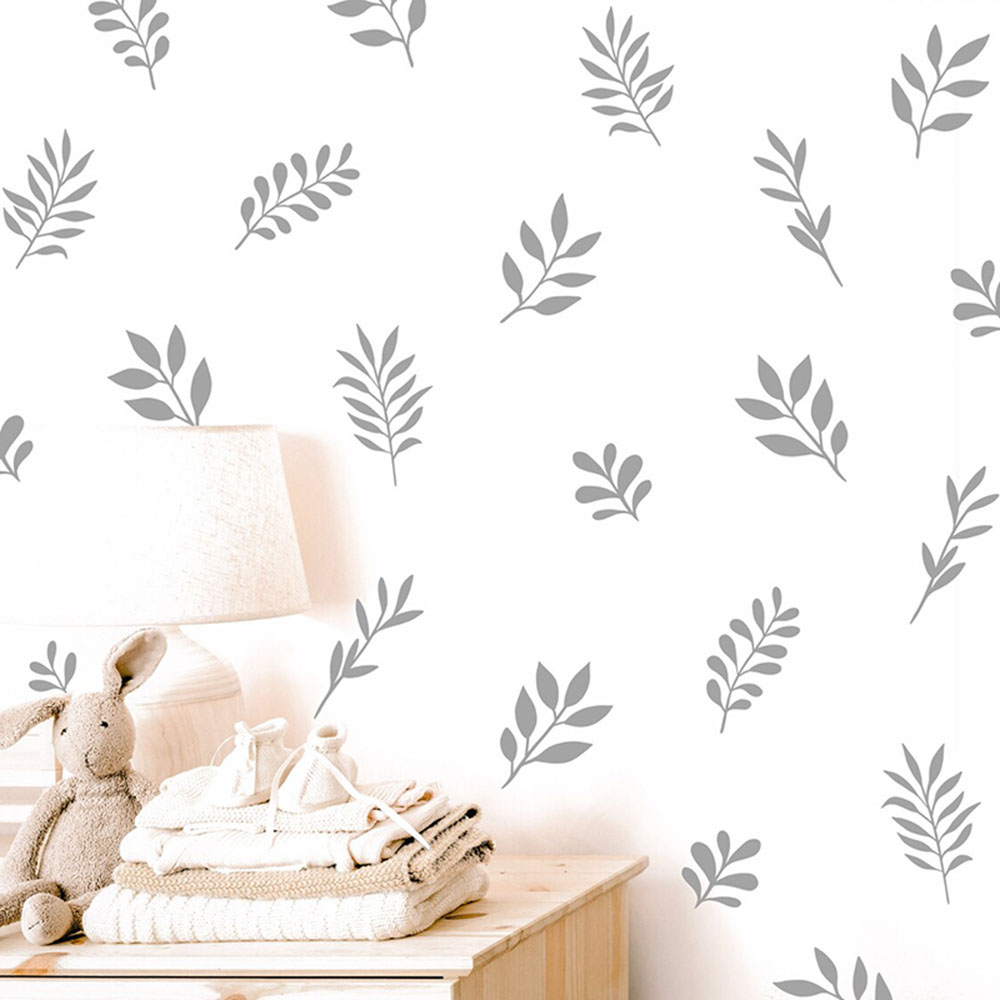 Baby Nursery Labels - 41Pcs Botanical Leaf Wall Sticker Playroom