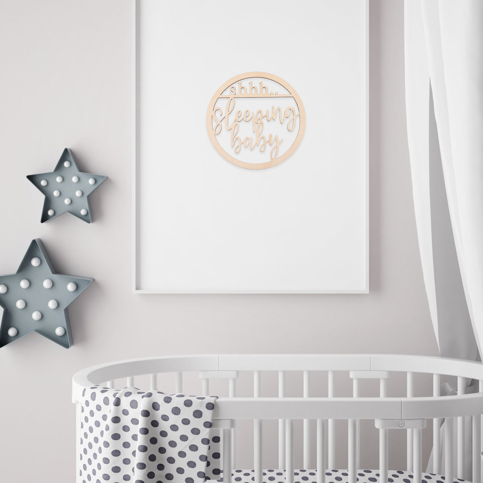 Baby Nursery Hangers - Hollow Wooden Baby Sleeping Sign Door