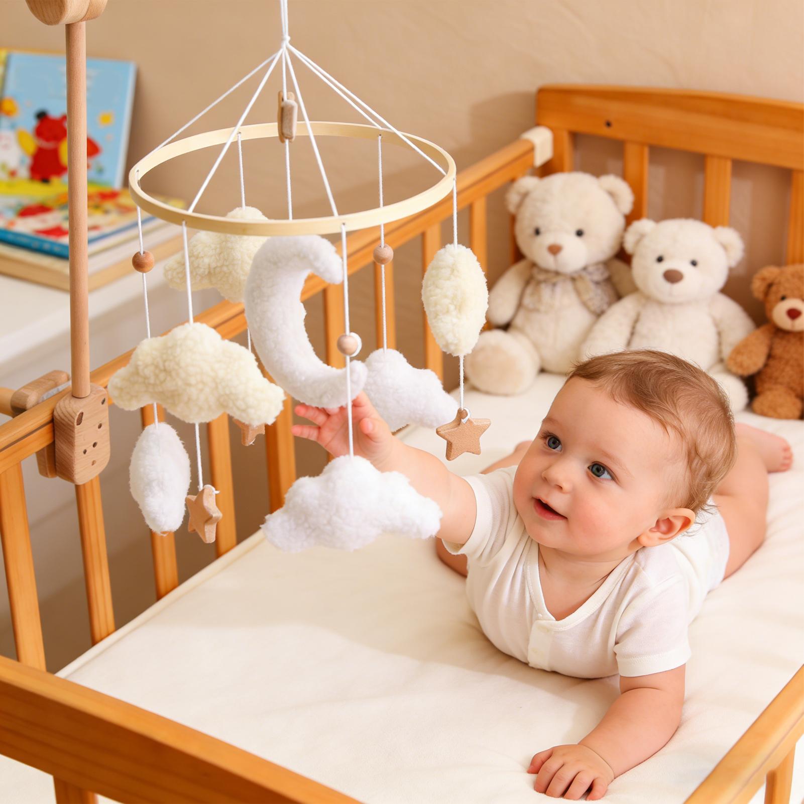 Baby Nursery Game - Wooden Crib Mobile Baby Bed Bell