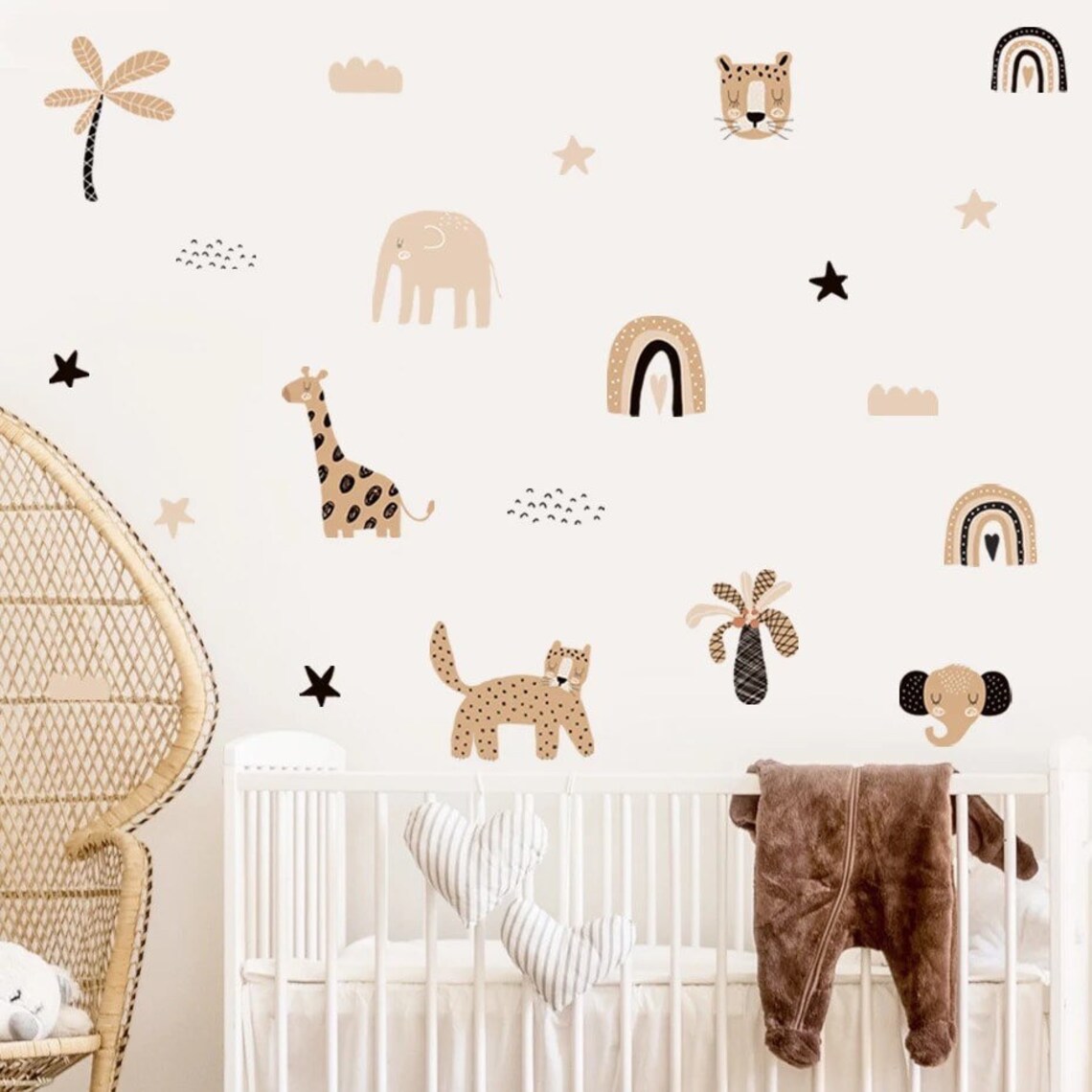 Baby Nursery Labels - Boho Cartoon Rainbows Star Cute Animal