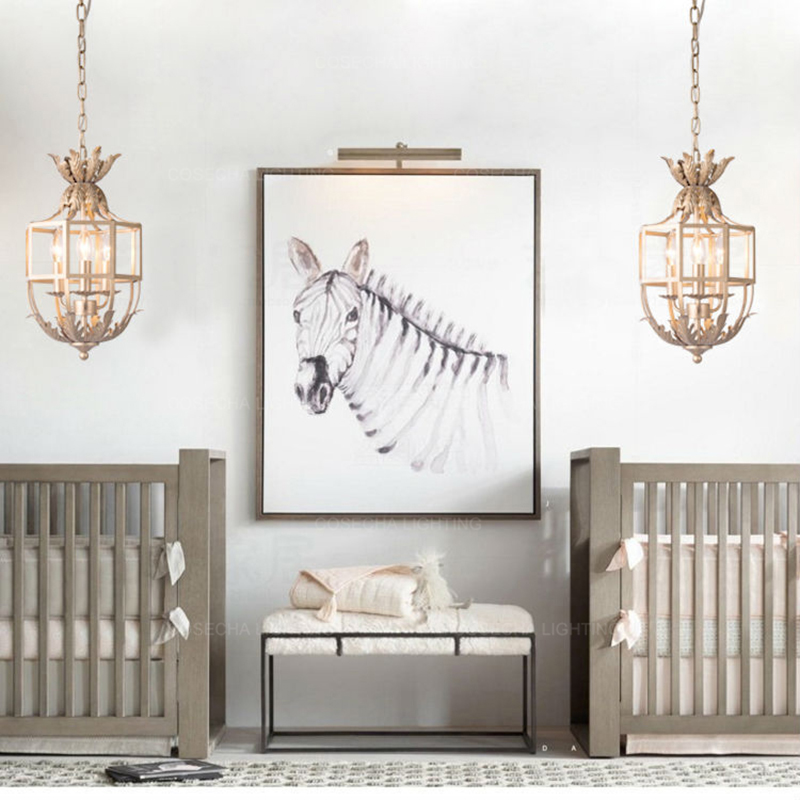 Retro Grey/gold Cage Chandelie - огляд і ціна Baby Nursery Knobs