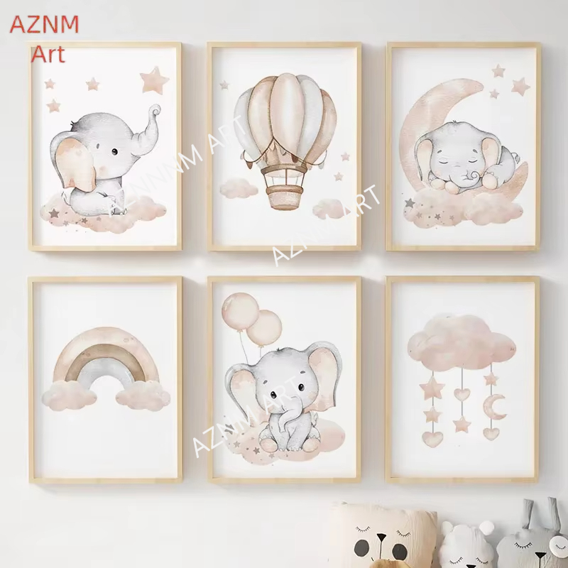 Elephant Balloon Rainbow Moon  - огляд і ціна Baby Nursery Fabric