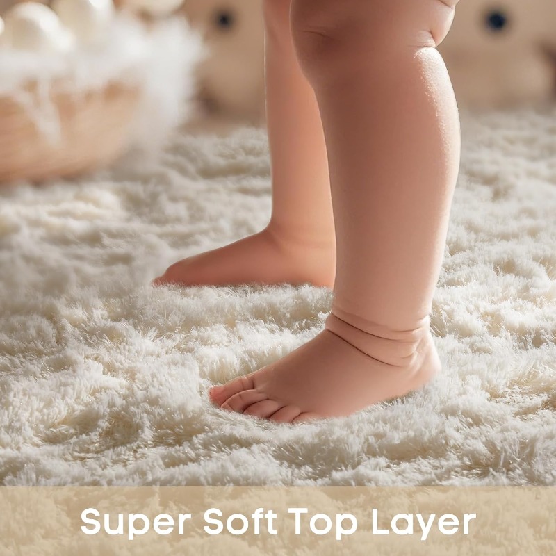Round Cream White Rug Soft Flu - огляд і ціна Baby Nursery Game