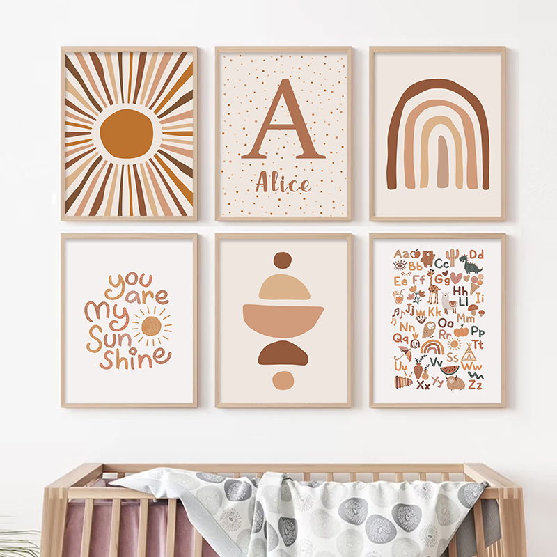 Abstract Sun Rainbow Custom Ba - огляд і ціна Baby Name Wall Art