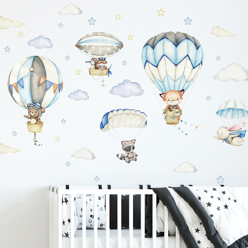 Cartoon Cute Animals Hot Air B - огляд і ціна Baby Nursery Labels