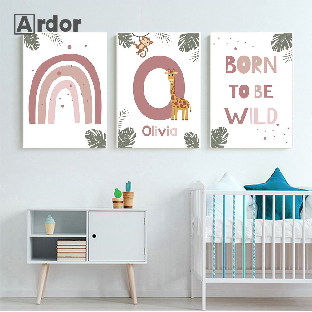 Nordic Jungle Animal Posters C - огляд і ціна Baby Name Wall Art