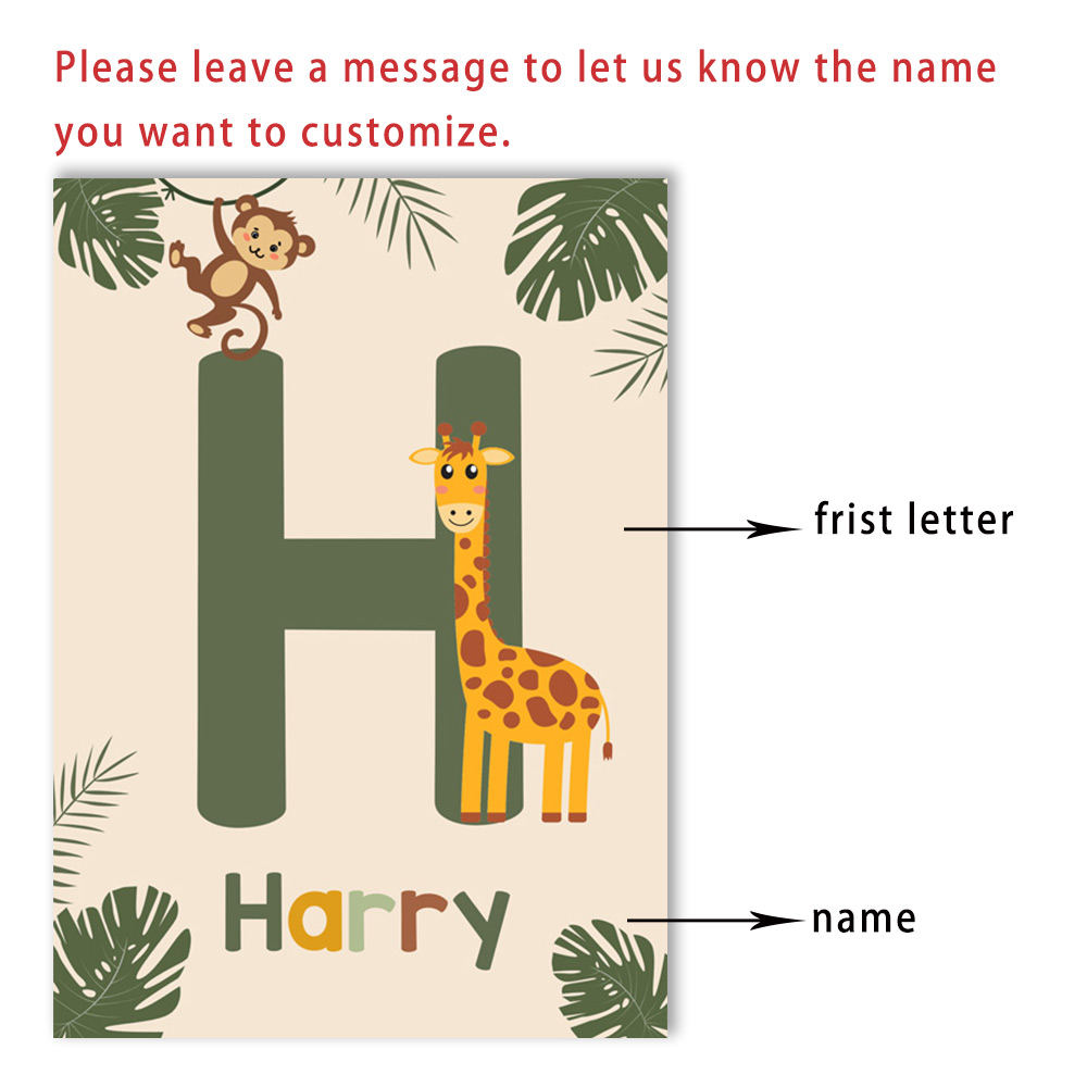 Nordic Jungle Animal Posters C - огляд і ціна Baby Name Wall Art