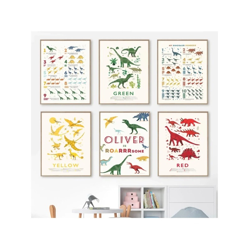Dinosaur Numbers Educational A - огляд і ціна Baby Name Wall Art