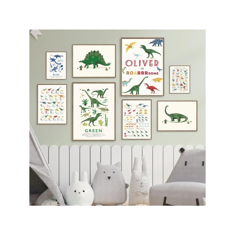 Dinosaur Numbers Educational A - огляд і ціна Baby Name Wall Art