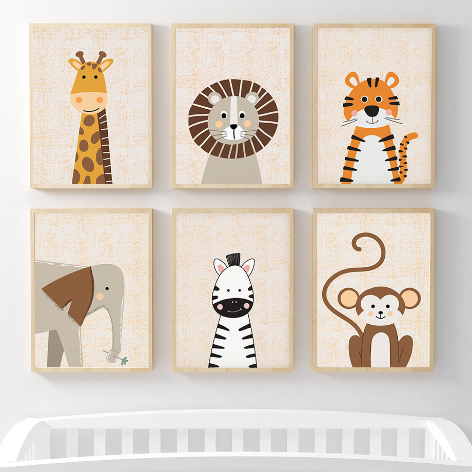 Lion Giraffe Elephant Zebra Mo - огляд і ціна Baby Name Wall Art