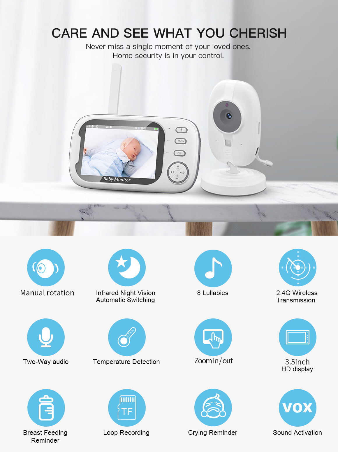 HTMCK 3.5 Inch Baby Monitor wi - огляд і ціна Wearable Baby Monitor