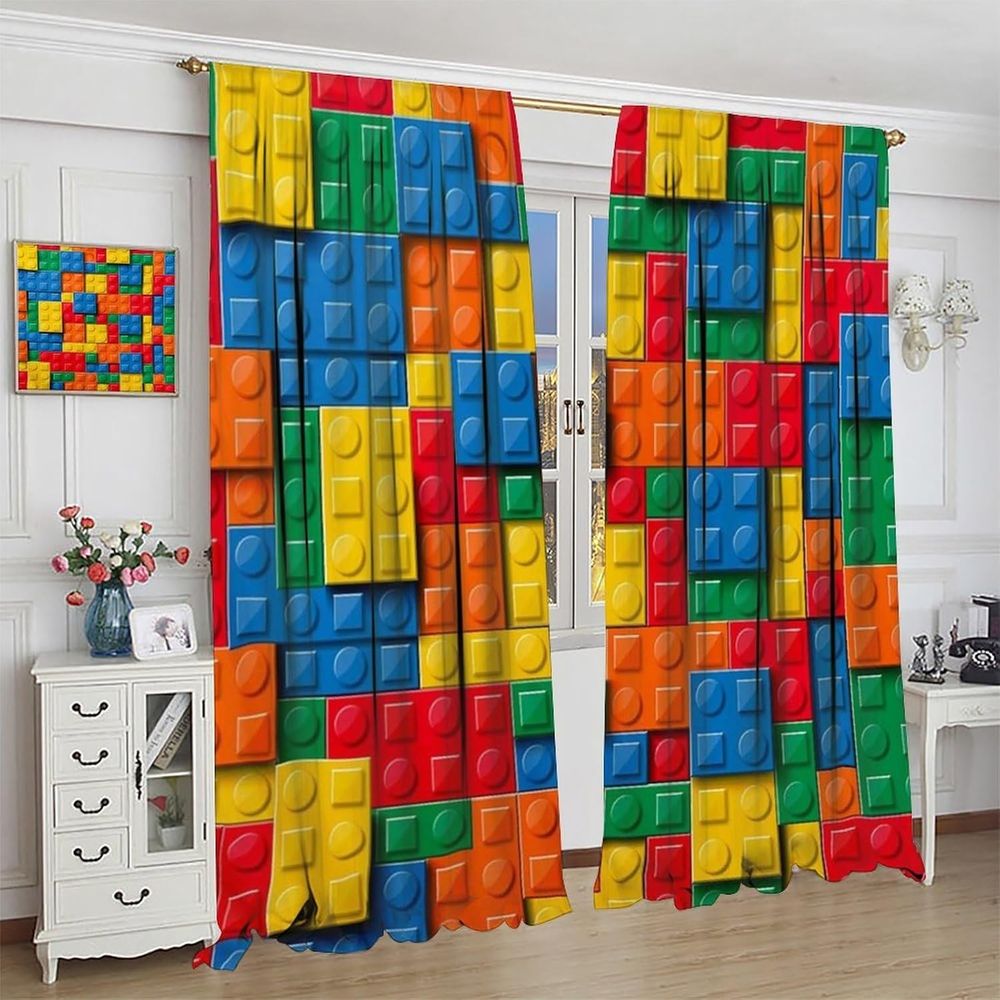 Colorful Geometric Toy Brick P - огляд і ціна Blackout Curtain Nursery