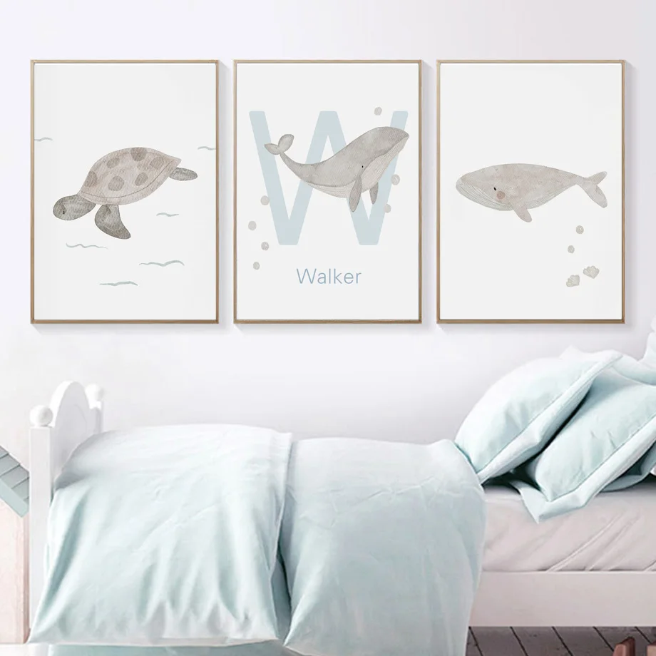 Custom Name Whale Octopus Turt - огляд і ціна Baby Name Wall Art