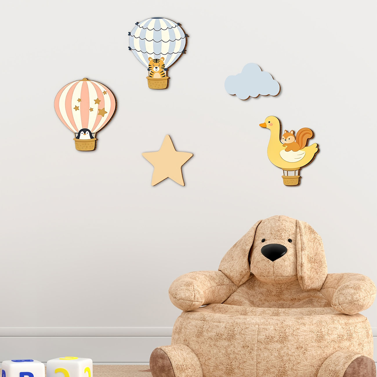 5Pcs Animal Hot Air Balloon Wo - огляд і ціна Baby Nursery Labels