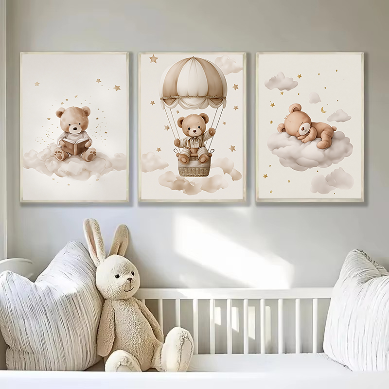 3pcs/set Bohemian Teddy Bear A - огляд і ціна Baby Name Wall Art