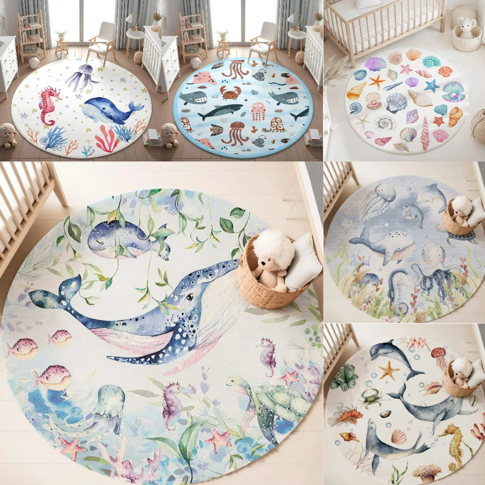Blue Marine animal Round Carpe - огляд і ціна Baby Nursery Game