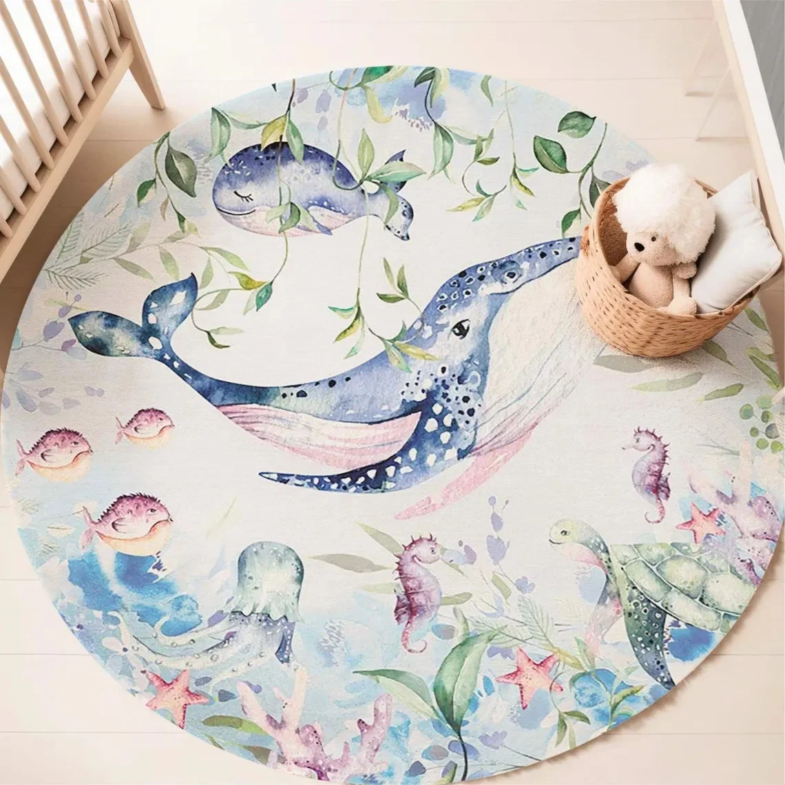 Blue Marine animal Round Carpe - огляд і ціна Baby Nursery Game