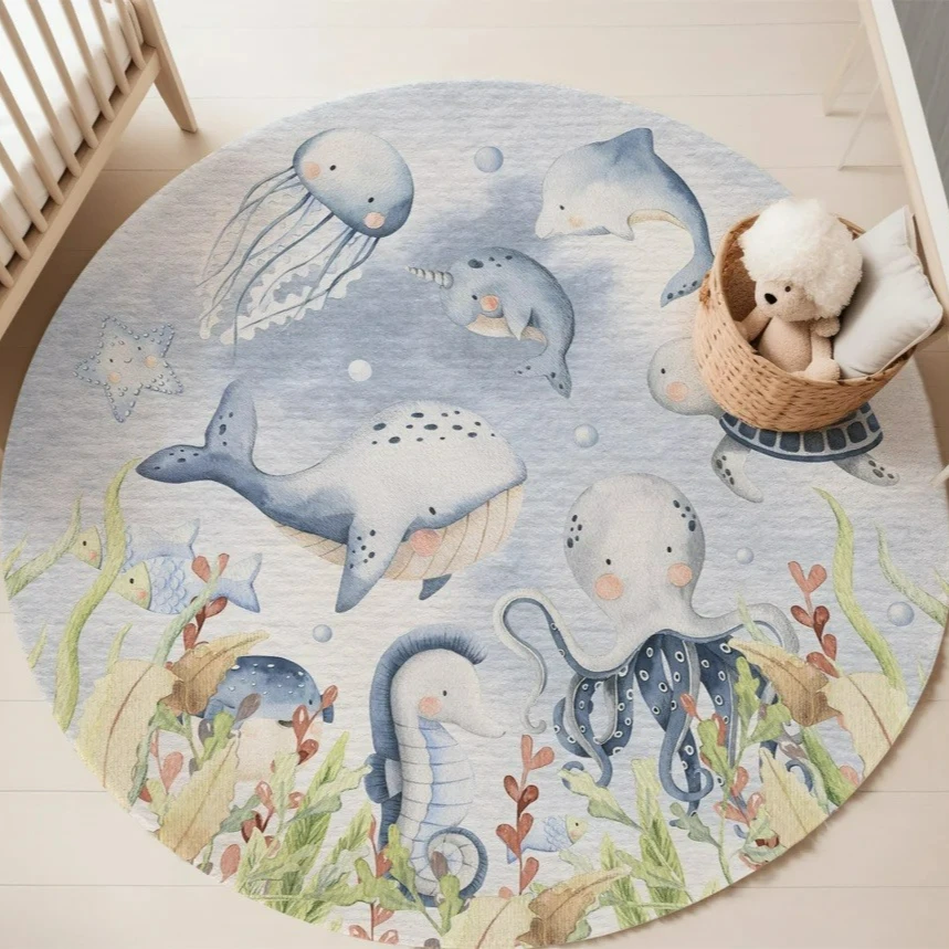 Blue Marine animal Round Carpe - огляд і ціна Baby Nursery Game